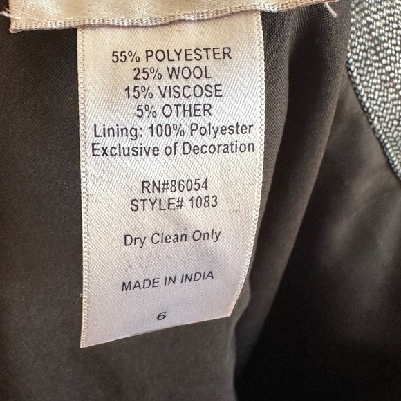 Vintage Y2K Grey Pinstriped Wool A-Line Skirt w/Velvet & Sequins Design Sz 6 - Picture 8 of 8